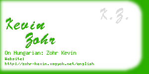 kevin zohr business card